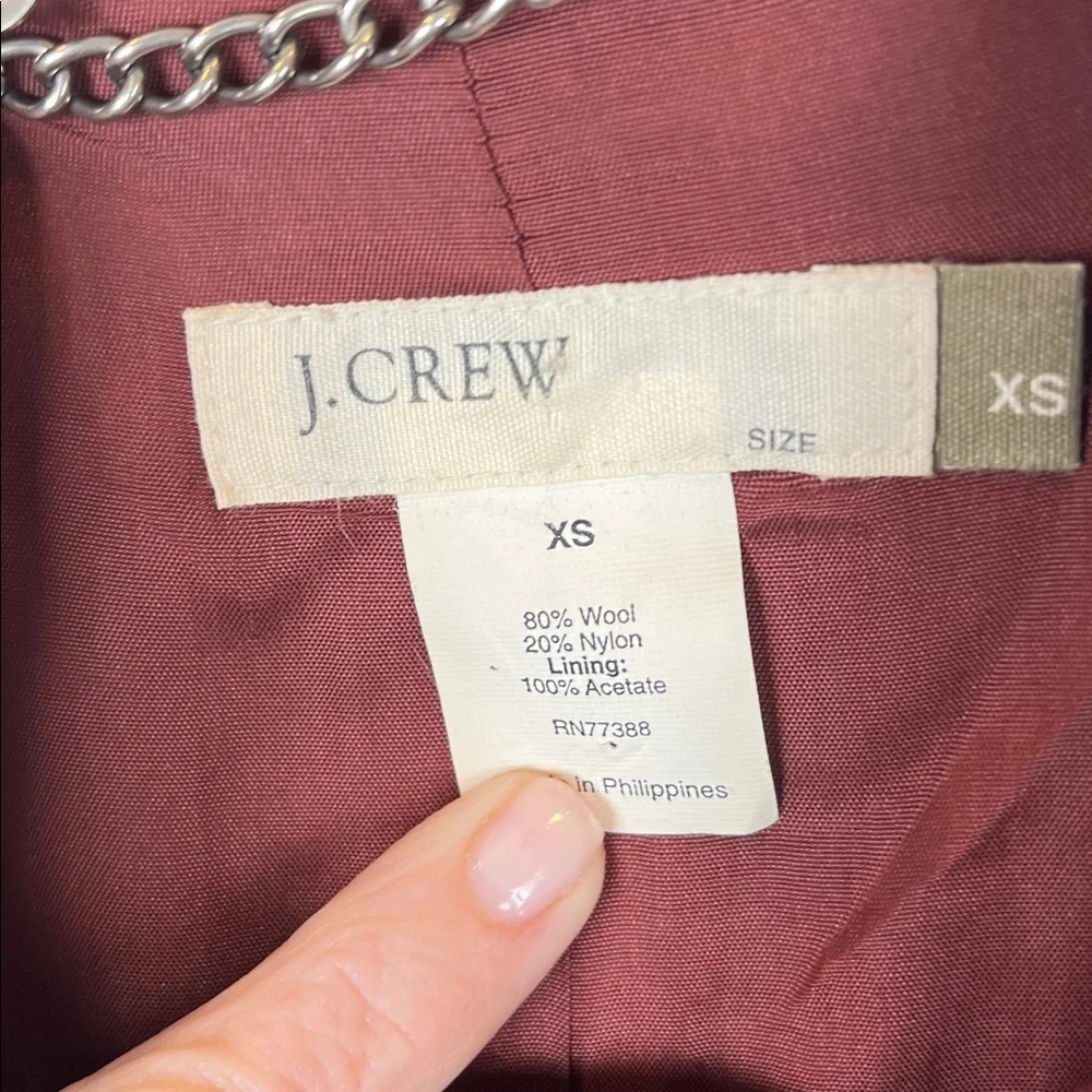 J. Crew Wool Double-Breasted Maroon Burgundy Pea Coat Women's Size XS - Picture 4 of 6